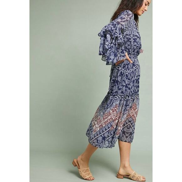 NWT Anthropologie x Misa  Los Angeles Miriam Bell-Sleeved Dress Blue Size L - Picture 2 of 15
